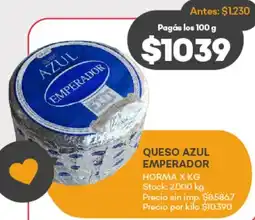 Supermercados Tadicor Queso azul emperador horma oferta