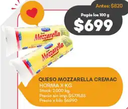 Supermercados Tadicor Queso mozzarella cremac horma oferta