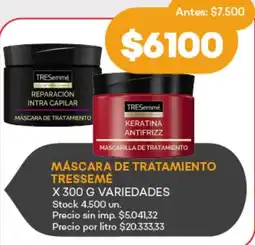 Supermercados Tadicor Tressemé máscara de tratamiento oferta