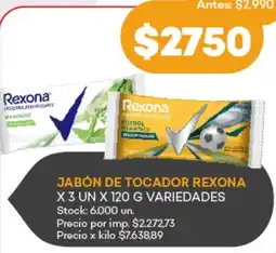 Supermercados Tadicor Rexona jabón de tocador oferta