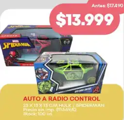 Supermercados Tadicor Hulk / Spiderman auto a radio control oferta