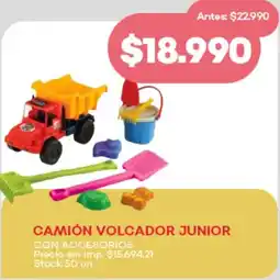 Supermercados Tadicor Camión volcador junior con accesorios oferta