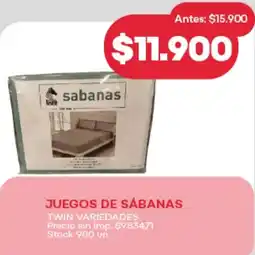 Supermercados Tadicor Sábanas juegos de twin variedades oferta