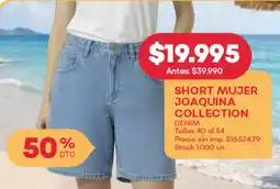 Supermercados Tadicor Short mujer joaquina collection oferta