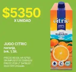 Supermercados Vea Citric jugo naranja, brk. oferta