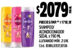 Supermercados Yaguar Sedal shampoo/acondicionador oferta