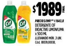 Supermercados Yaguar Cif detergente bioactive limon/lima oferta
