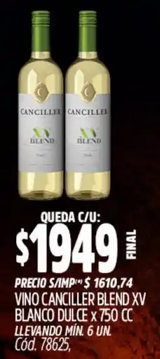 Supermercados Yaguar Canciller vino blend xv blanco dulce oferta