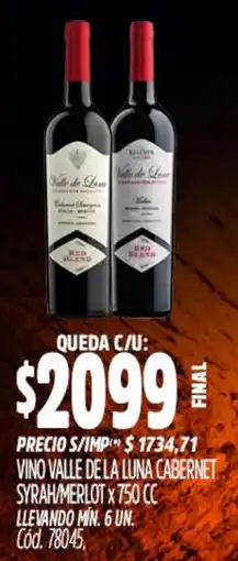 Supermercados Yaguar Valle de la luna vino cabernet syrah/merlot oferta
