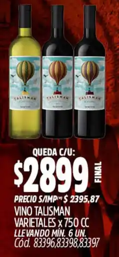 Supermercados Yaguar Talisman vino varietales oferta
