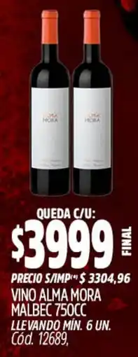 Supermercados Yaguar alma mora vino malbec oferta