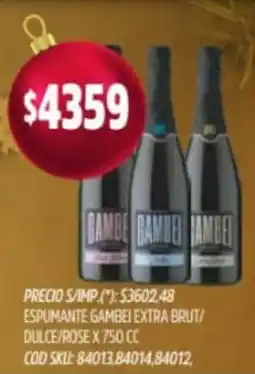 Supermercados Yaguar Gambei espumante extra brut/ dulce/rose oferta