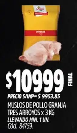 Supermercados Yaguar Muslos de pollo granja tres arroyos oferta