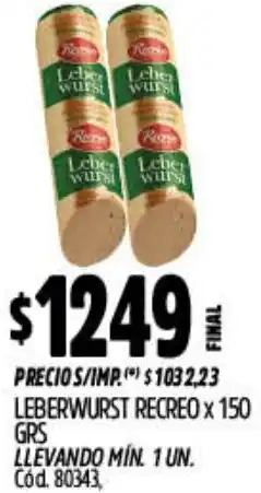 Supermercados Yaguar Leberwurst recreo oferta