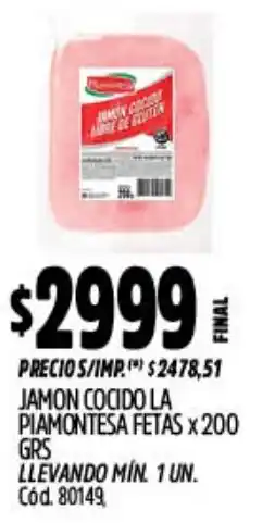 Supermercados Yaguar La piamontesa fetas jamon cocido oferta
