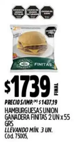 Supermercados Yaguar Union ganadera hamburguesas finitas oferta