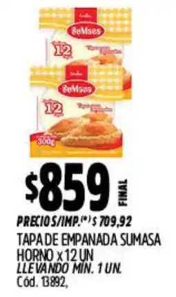 Supermercados Yaguar Tapa de empanada sumasa horno oferta