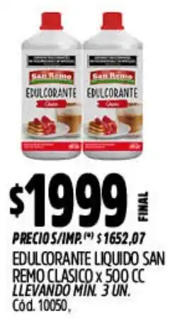 Supermercados Yaguar San remo edulcorante liquido clasico oferta
