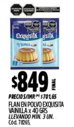 Supermercados Yaguar Flan en polvo exquisita vainilla oferta