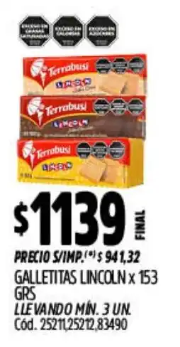 Supermercados Yaguar Terrabusi galletitas lincoln oferta