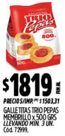 Supermercados Yaguar Trio pepas galletitas membrillo oferta