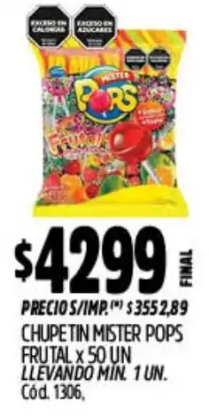 Supermercados Yaguar Pops chupetin mister frutal oferta