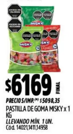 Supermercados Yaguar Misky pastilla de goma oferta