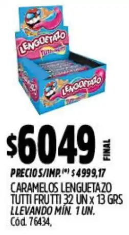 Supermercados Yaguar Lenguetazo caramelos tutti frutti oferta