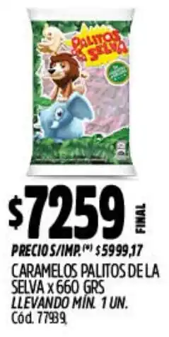 Supermercados Yaguar Caramelos palitos de la selva oferta
