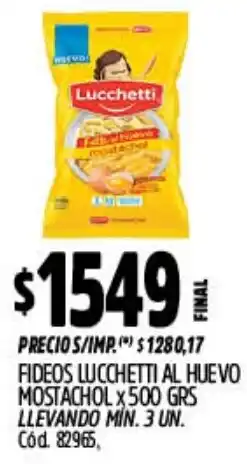 Supermercados Yaguar Lucchetti fideos al huevo mostachol oferta