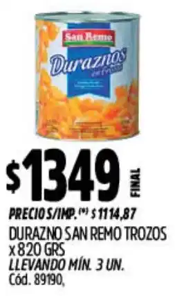 Supermercados Yaguar San remo durazno trozos oferta