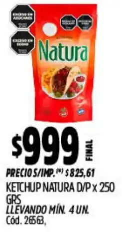 Supermercados Yaguar Natura ketchup d/p oferta