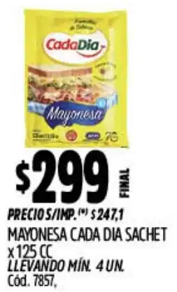 Supermercados Yaguar Cada dia mayonesa sachet oferta