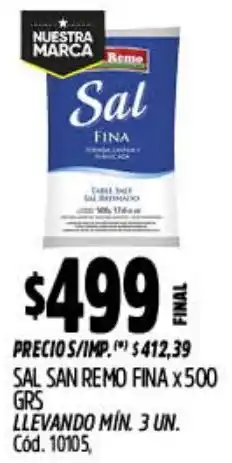 Supermercados Yaguar San remo sal fina oferta