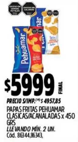 Supermercados Yaguar Pehuamar papas fritas clasicas/acanaladas oferta