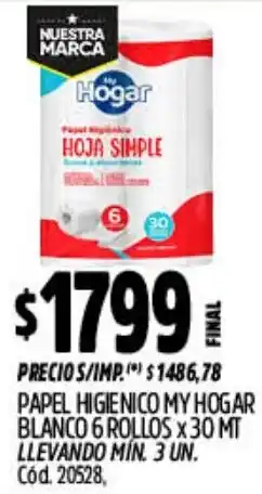 Supermercados Yaguar My hogar papel higienico blanco oferta
