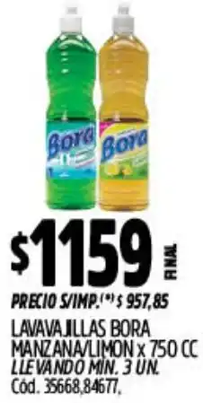 Supermercados Yaguar Bora lavavajillas manzana/limon oferta