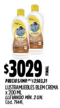 Supermercados Yaguar Blem lustramuebles crema oferta