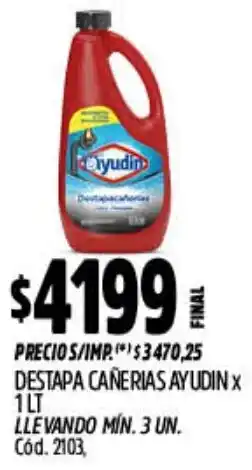 Supermercados Yaguar Ayudín destapa cañerias oferta