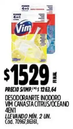 Supermercados Yaguar Vim desodoranrte inodoro canasta citrus/oceano 4en1 oferta