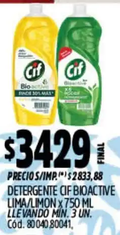 Supermercados Yaguar Cif detergente bioactive lima/limon oferta