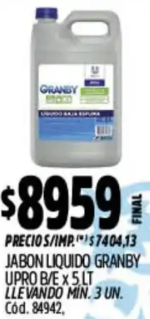 Supermercados Yaguar Granby jabon liquido upro b/e oferta