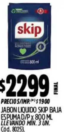 Supermercados Yaguar Skip jabon liquido baja espuma d/p oferta