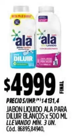 Supermercados Yaguar Ala jabon liquido para diluir blancos oferta