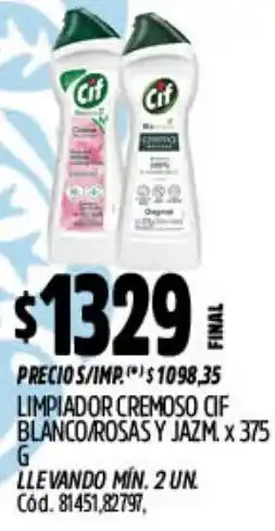 Supermercados Yaguar Cif limpiador cremoso blanco/rosas y jazm. oferta