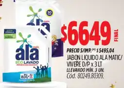 Supermercados Yaguar Ala jabon liquido matic/ vivere d/p oferta