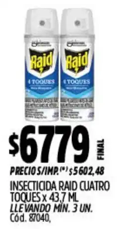 Supermercados Yaguar Raid insecticida cuatro toques oferta