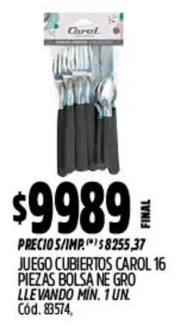 Supermercados Yaguar Carol juego cubiertos oferta