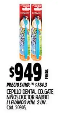 Supermercados Yaguar Colgate cepillo dental niños doctor rabbit oferta