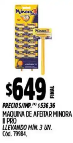 Supermercados Yaguar Gillette maquina de afeitar minora II pro oferta